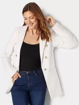 Image of Long Tall Sally Ivory Boucle Blazer, White, Size 18, Women