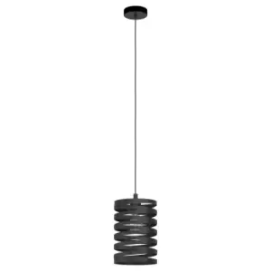 Image of Pendant Ceiling Light Colour Black Shade Slim Black Spirals Bulb E27 1x40W