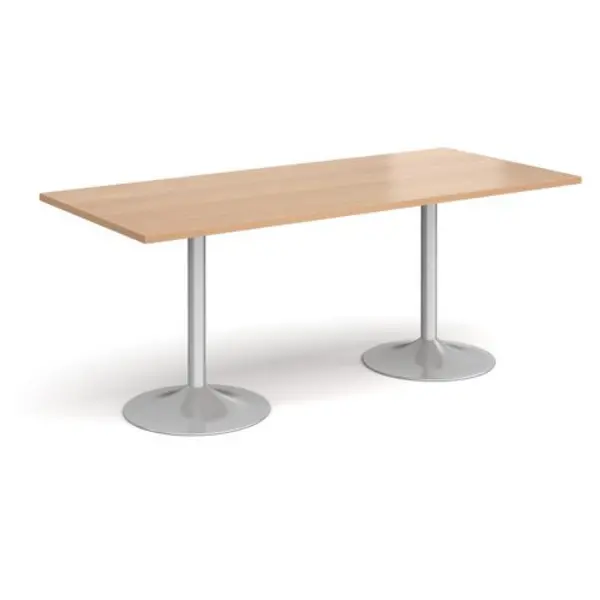Image of Genoa Genoa rectangular dining table with silver trumpet base 1800mm x 800mm - beech Beech GDR1800-S-B