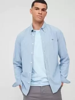 Image of Lacoste Slim Fit Long Sleeve Oxford Shirt, Denim, Size L, Men