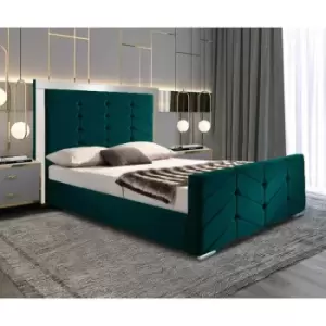 Image of Marisa Upholstered Beds - Plush Velvet, Double Size Frame, Green - Green