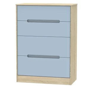 Image of Robert Dyas Barquero Ready Assembled 4-Drawer Deep Chest - Pine/Denim