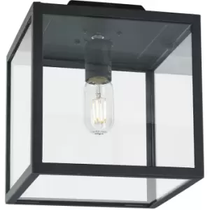 Image of Elstead Lofoten Outdoor Flush Ceiling Light, Cube, Black, IP44, E27