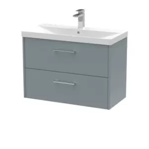 Image of Hudson Reed Juno 800mm Wall Hung 2 Drawer Vanity & Thin-Edge Basin - Coastal Grey