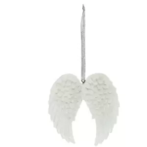 Image of Something Different Angel Wings Hanging Ornament (One Size) (White/Silver) - White/Silver