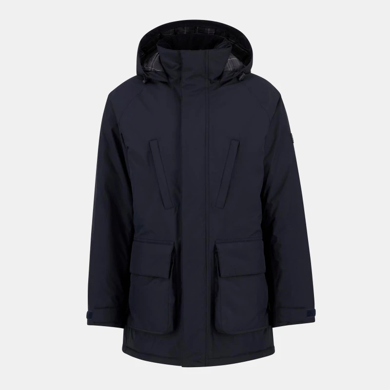 Image of Barbour International Mens Willett Waterproof Hooded Long Sleeve Rain Anorak Dark Navy male 2XL