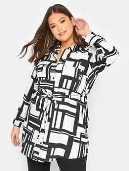 Image of Yours Utility Tunic Mono Stripe, Black, Size 30-32, Women