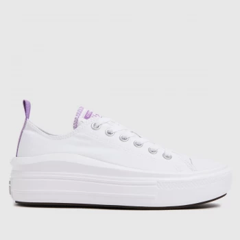 Image of Converse White & Purple Move Colour Pop Trainers Youth