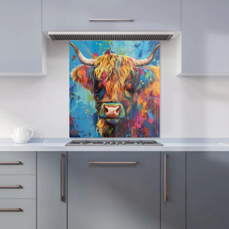 Image of Warren Reed - Designer Splashart Highland Cow Kitchen Splashback W700Mm X H750Mm, Multi WR00886-P448