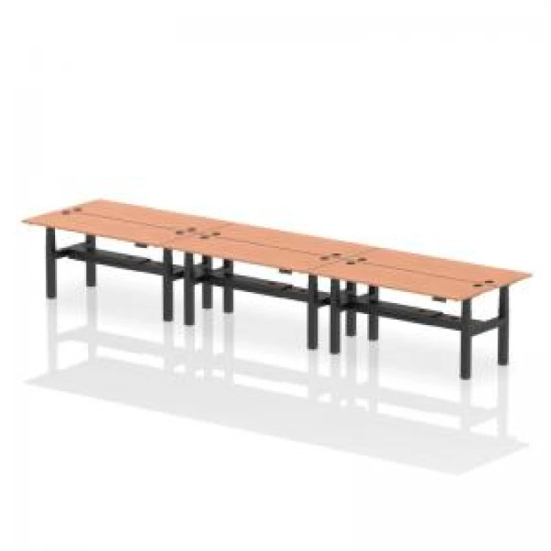 Image of Air Back-to-Back 1800 x 600mm Height Adjustable 6 Person Bench Desk DYNHA02574