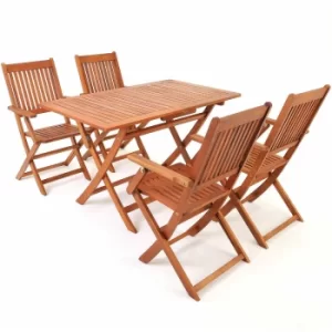 Image of Casaria Seating Group Sydney 4+1 FSC -certified Acacia Wood 5 pcs Table Chairs Foldable Wood Garden Outdoor Furniture Set