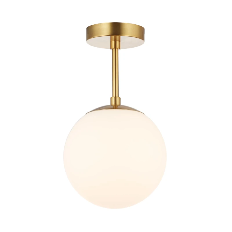 Image of Happy Homewares Traditional Glass Globe IP44 Bathroom Ceiling Light Fixture in Gold Gold Unisex