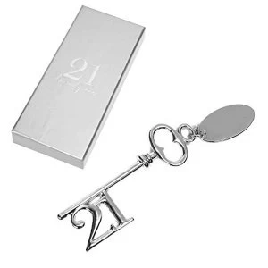 Image of Milestones Silver Plated Key with Engraving Tag - 21