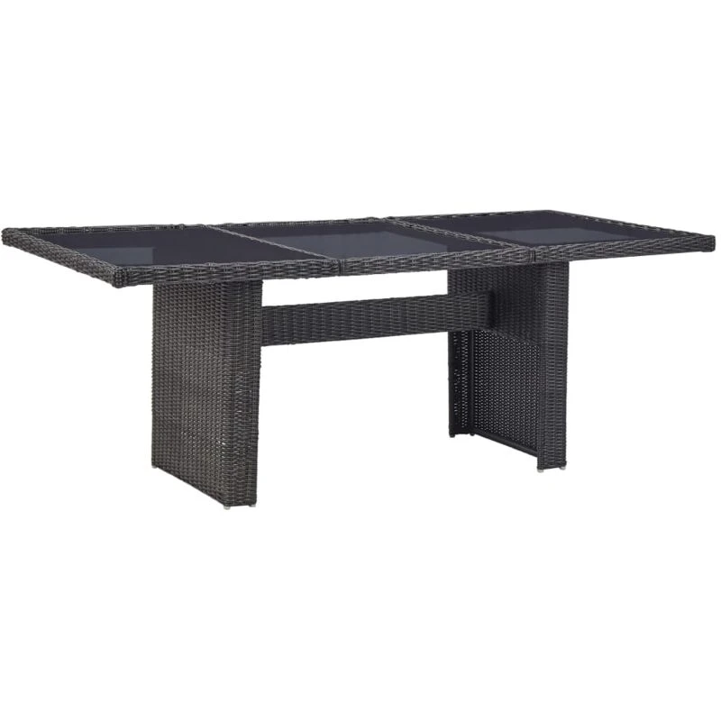 Image of VIDAXL Garden Dining Table Black 200x100x74cm Glass and Poly Rattan Vidaxl 8720286065839