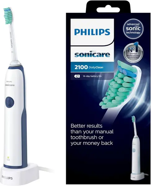 Image of Philips Sonicare DailyClean 2100 HX3224/01 Sonic White & Sky Blue Electric Toothbrush