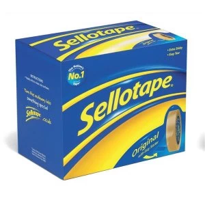 Image of Sellotape Original Golden Large 48mm x 66m Roll Non static Easy tear Tape Clear Pack of 6