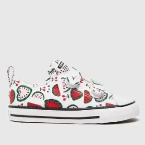 Image of Converse White & Red 2v Girls Toddler Trainers
