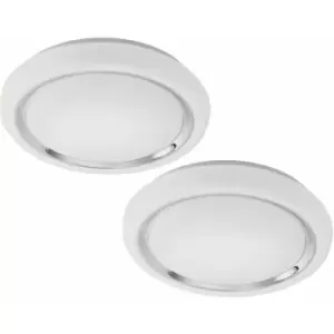 Image of Loops - 2 pack Wall Flush Ceiling Light Colour White Shade White Chrome Plastic LED 23W