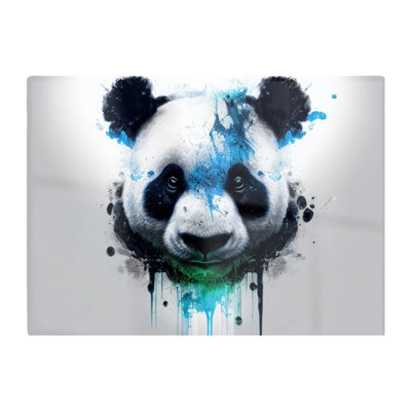 Image of Warren Reed Designer Panda Face Splashart Light Background Glass Chopping Board