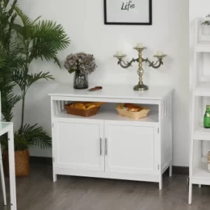 Image of HOMCOM Kitchen Console Table/Buffet Sideboard/Wooden Storage Table with 2-Level Cabinet and Open Shelf, White
