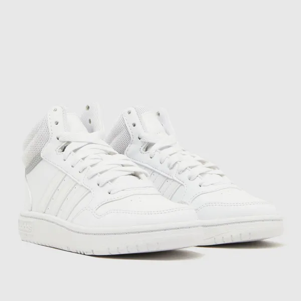 Image of adidas white hoops 3.0 Youth trainers White UK 4 (EU 36 7/10 )