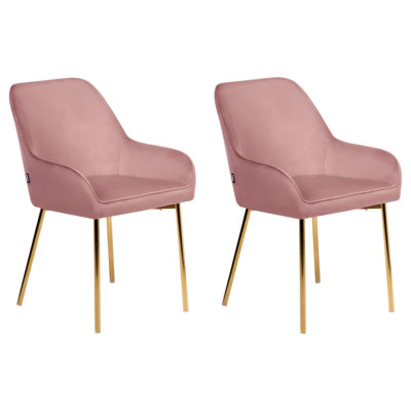 Image of Beliani Set Of 2 Dining Chairs Loverna Velvet Pink