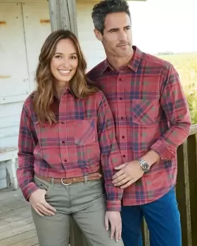 Image of Cotton Traders Long Sleeve Check Cord Shirt in Pink