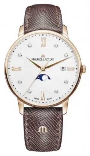 Image of Maurice Lacroix Eliros Moonphase Brown Leather Strap Rose Watch