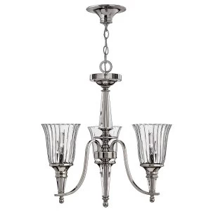 Image of Multi Arm Chandelier 3 Light Sterling Finish, E14