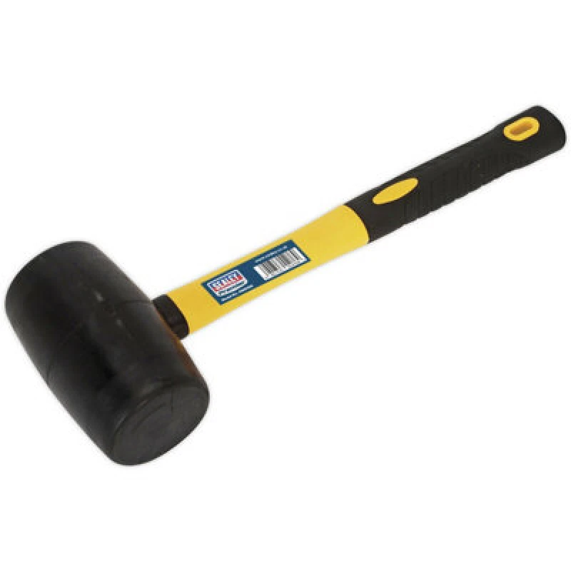 Image of Loops 1.5lb Rubber Mallet - Fibreglass Shaft - General Purpose Hammer - DIY Camping Clear