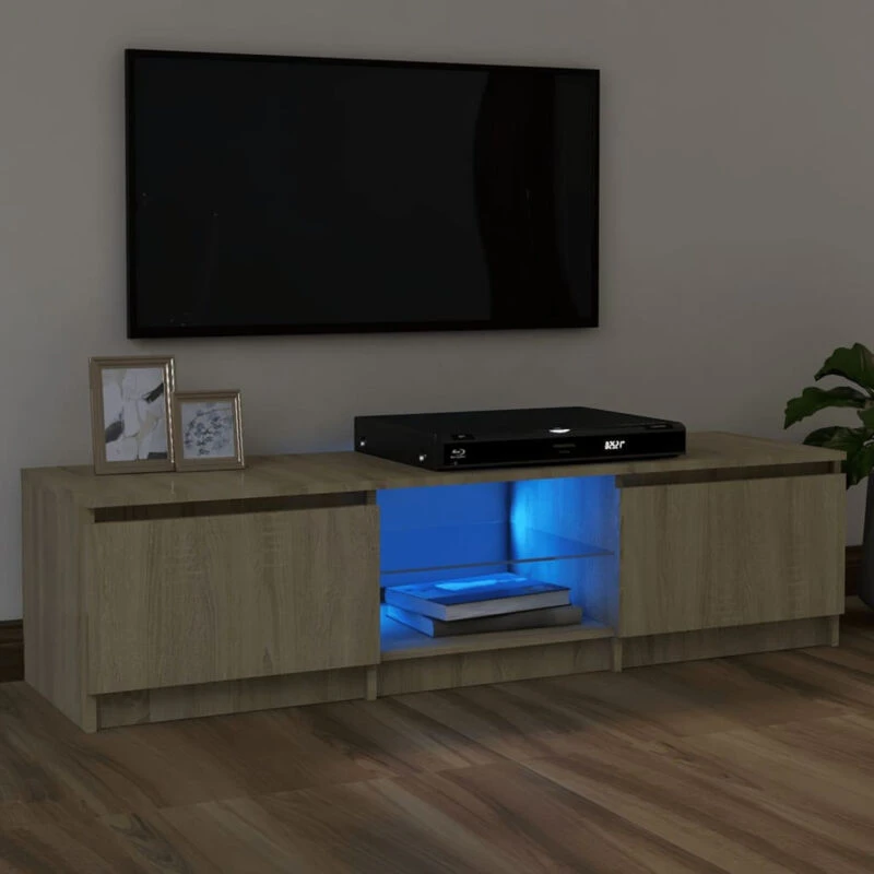 Image of VIDAXL TV Cabinet with LED Lights Sonoma Oak 120x30x35.5cm Vidaxl 8720286216965
