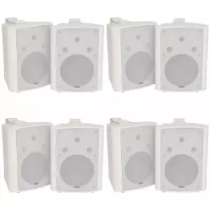Image of Loops - 8x 180W White Wall Mounted Stereo Speakers 8' 8Ohm loud Premium Audio & Music