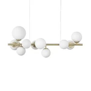 Image of Perlage 10 Light Linear Globe Pendant Ceiling Light Brass