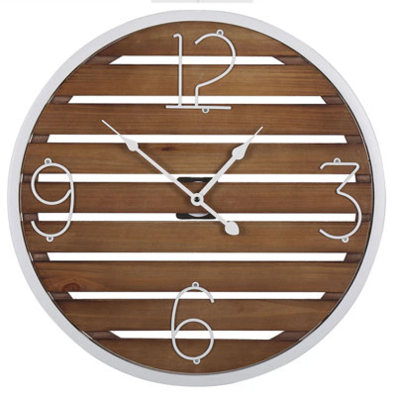 Image of Beliani Wall Clock Arriaga 50 Cm Fir Wood Dark Brown