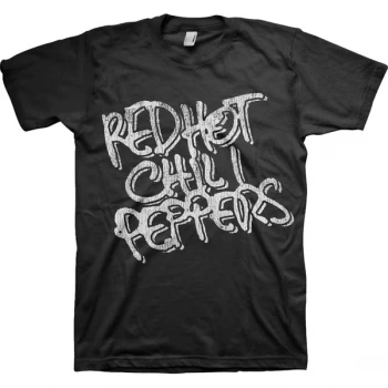 Image of Red Hot Chili Peppers - Black & White Logo Unisex Small T-Shirt - Black