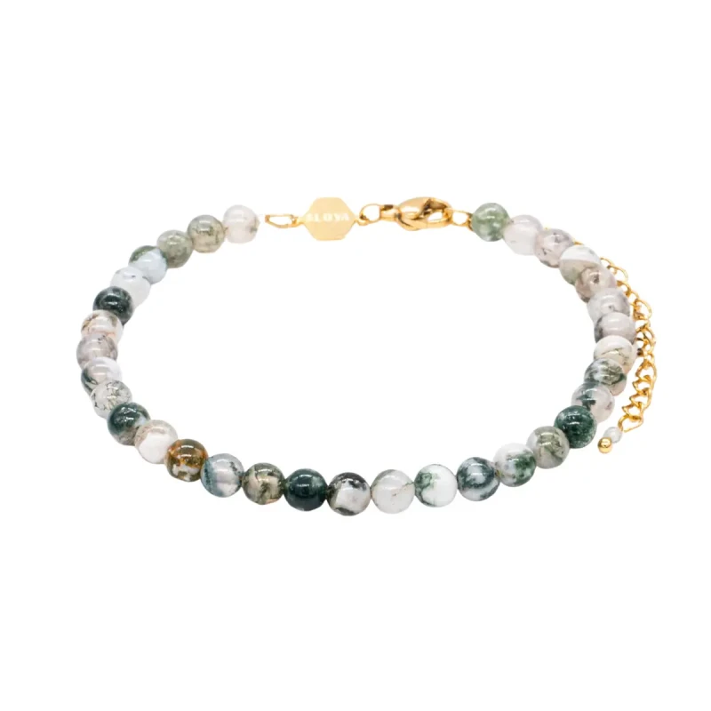 Image of Sloya Tree Agate Stone Bracelet For Her Sloya Serena Vert Female 17,5/23 cm