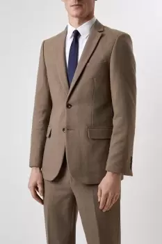 Image of Mens Slim Neutral Herringbone Tweed Suit Jacket