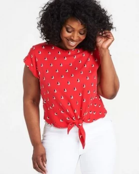 Image of Oasis Curve Boat Print Top