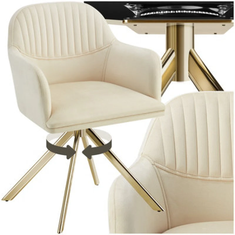 Image of tectake Armchair Lona Per Piece - Cream/Gold in Cream Size: 1 Pack Cream Unisex 1 Pack