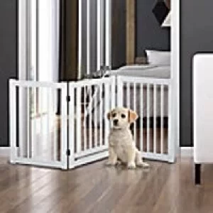 Image of PawHut Expandable/Foldable Pet Gate D06-047WT 760 x 1550 x 18mm White