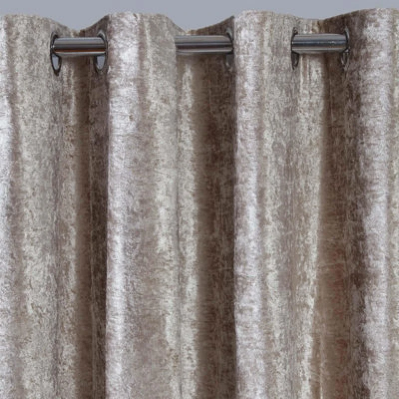 Image of OHS OHS Ready Made Eyelet Crushed Velvet Curtains, Natural Size: 228cm width x 228cm drop Natural 228cm width x 228cm drop Unisex 5027434110025