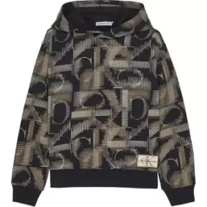 Image of Calvin Klein Jeans Multi Monogram Aop Hoodie - Black