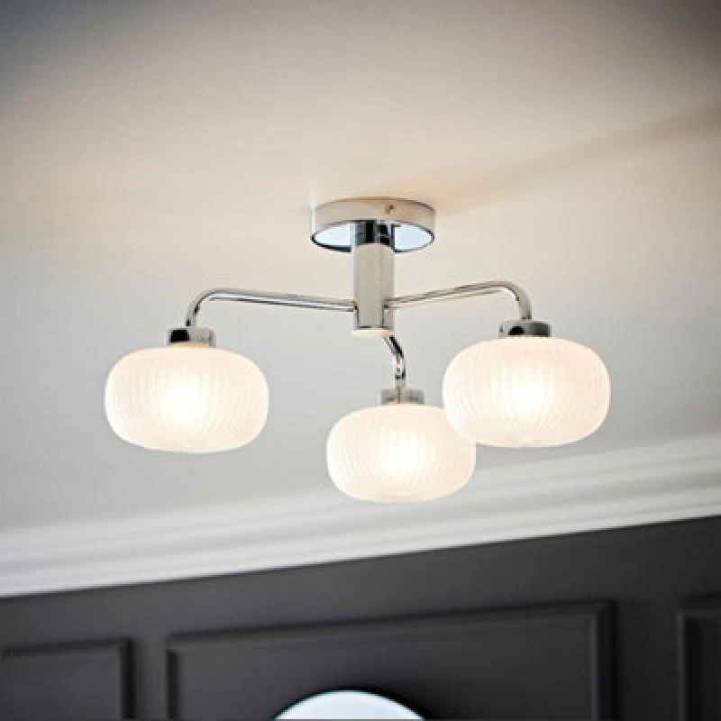 Image of Chrome 3 Way Bathroom Ceiling Light