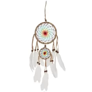 Image of Medium Multicoloured Dreamcatcher with White Feathers