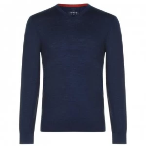 Image of Howick Merino V Neck Jumper - Navy