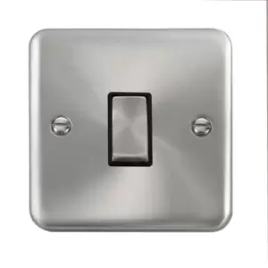 Image of Click Scolmore Deco Plus Satin Chrome 1 Gang Plate Switch 10A With Black Ingot - DPSC425BK