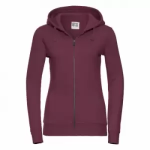 Image of Russell Ladies Premium Authentic Zipped Hoodie (3-Layer Fabric) (L) (Burgundy)