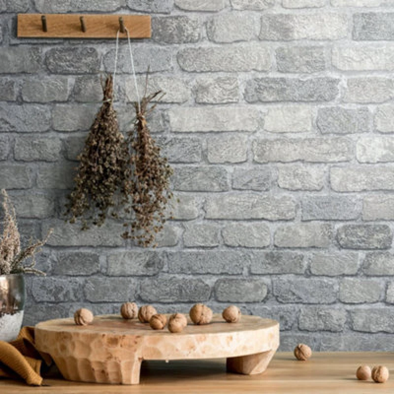 Image of Galerie Industrial Effects Grey Glass Stone Brick Effect Wallpaper Roll