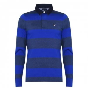 Image of Gant Bar Stripe Rugger Polo Shirt - Blue 435