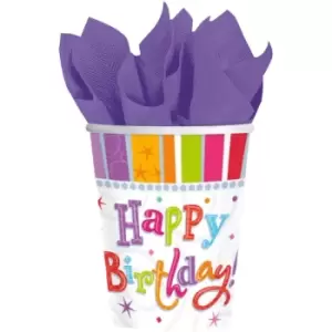 Image of Radiant Birthday Paper Cups 266 ml (Pack Of 8)